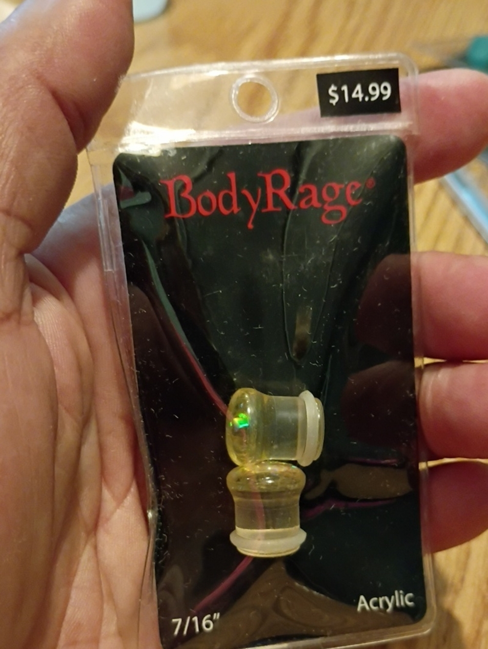 BodyRage Acrylic Ear Plugs in Clear with Yellow Tint - 7/16"